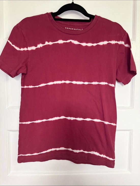 Aeropostale Tops - Aeropostale Women's Maroon Tie-Dye Stripe Short Sleeve Cotton Tee Size X Small
